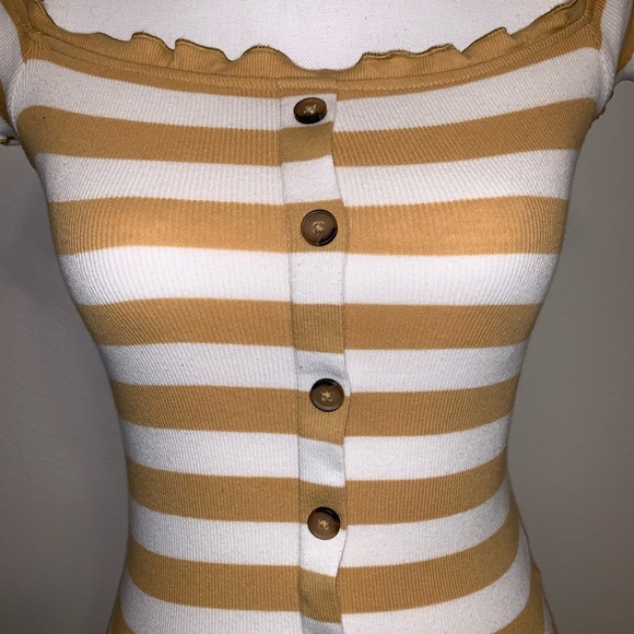 5/$25!!!  Mustard and Cream Striped Tank - Picture 3 of 9